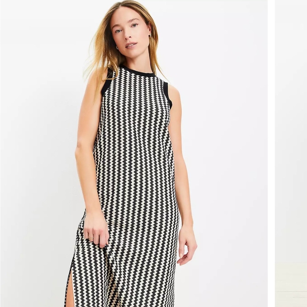 Loft Black and White Sleeveless Maxi Beach Dress